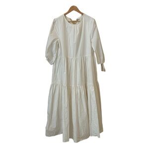 Crescent Long White Tiered Dress